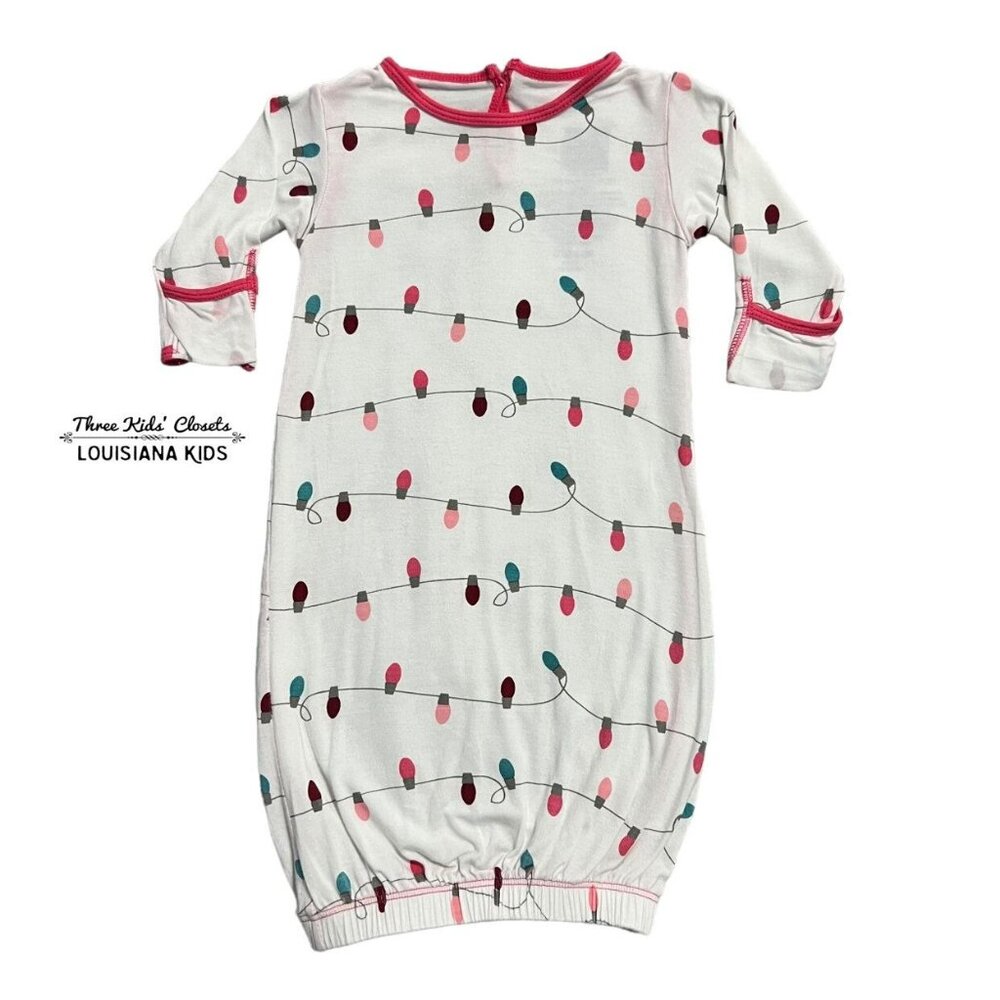 Kickee Pants 0-3m Bamboo Holiday Lights Layette Gown Sleeper